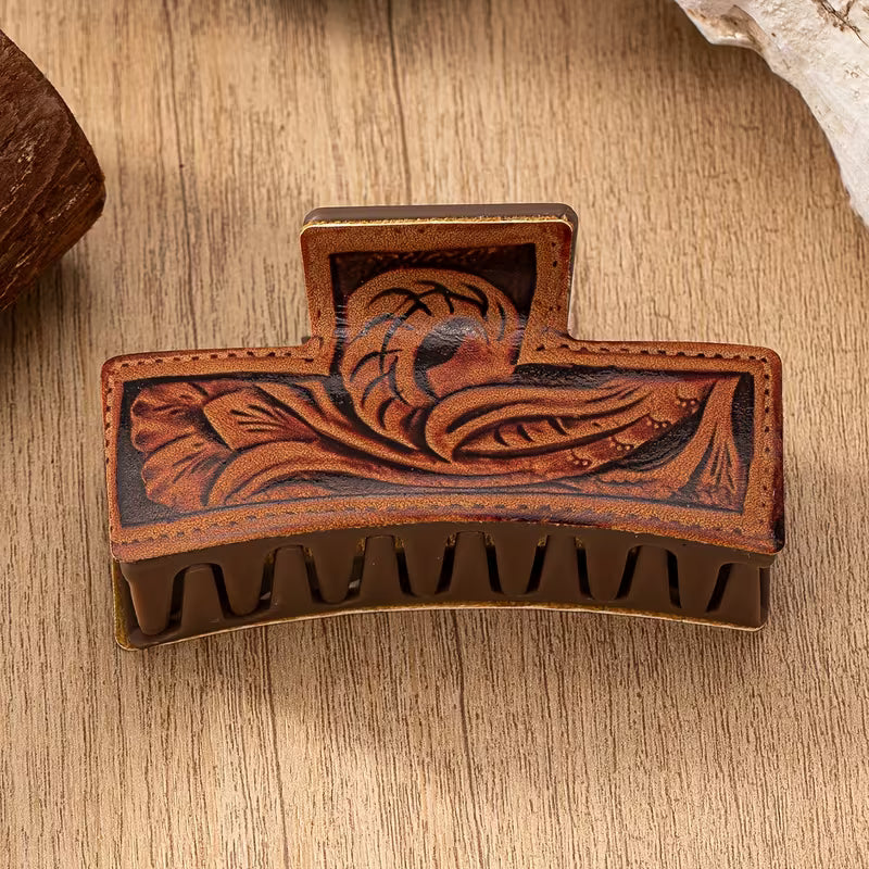 PU Leather Paisley Hair Claw