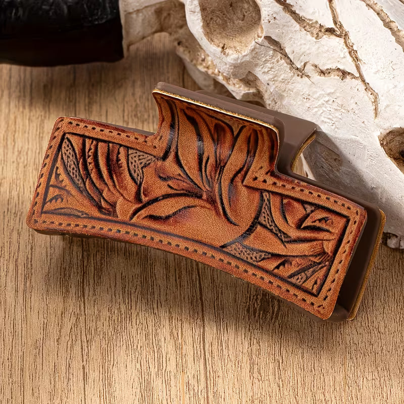 PU Leather Paisley Hair Claw