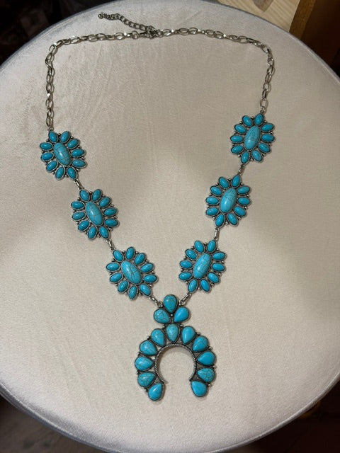 Large Turquoise Squash Blossom