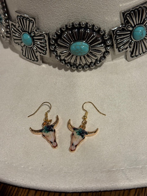 Longhorn Skull Drop Earrings