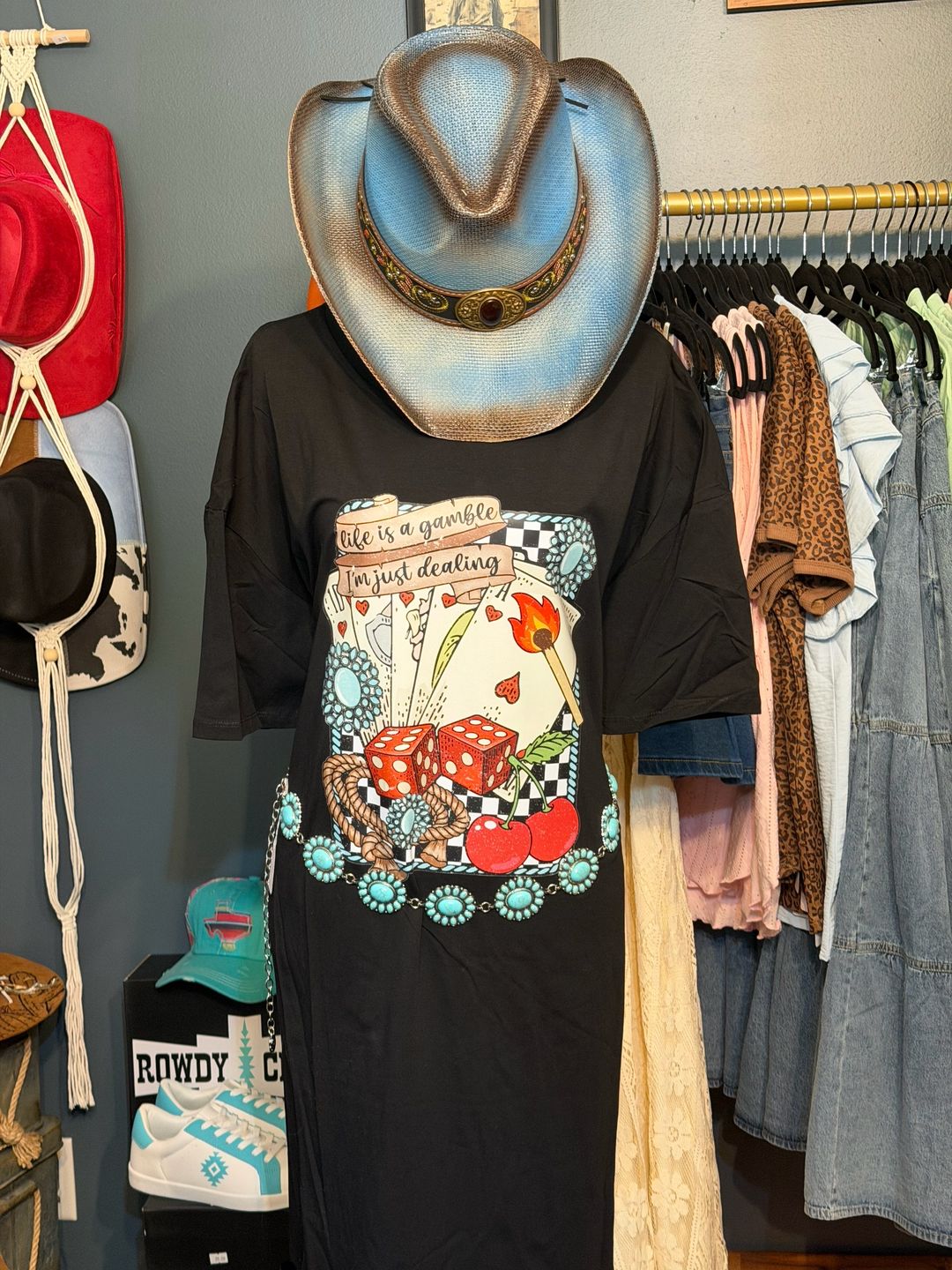 Life's A Gamble Black T-shirt Dress